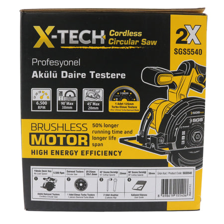 Mașină  / Circular de tăiat marmură și granit, cu acumulator, 20V, brushless, disc 125 mm, set complet, SGS