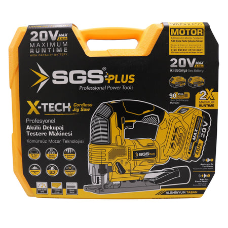 Fierăstrău pendular cu acumulator SGS PLUS 20V, motor brushless, set complet, 2 baterii 4.0Ah, valiză – SGS5545