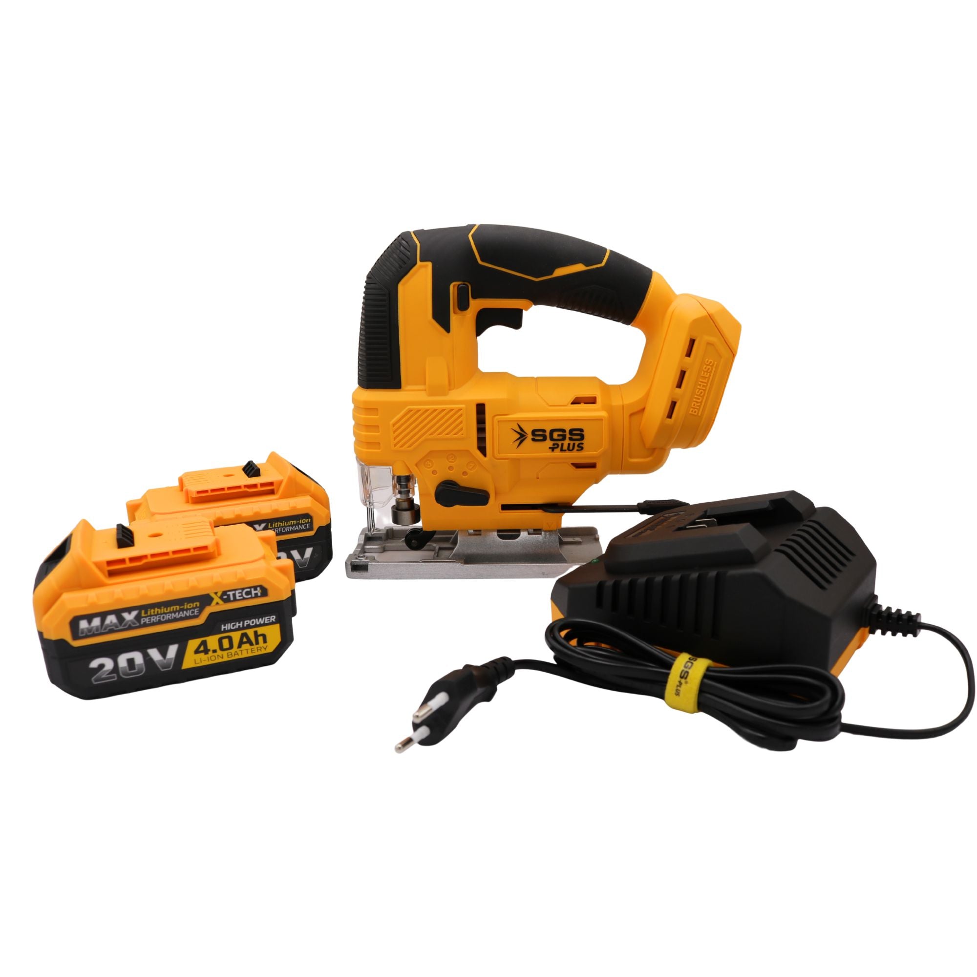 Fierăstrău pendular cu acumulator SGS PLUS 20V, motor brushless, set complet, 2 baterii 4.0Ah, valiză – SGS5545