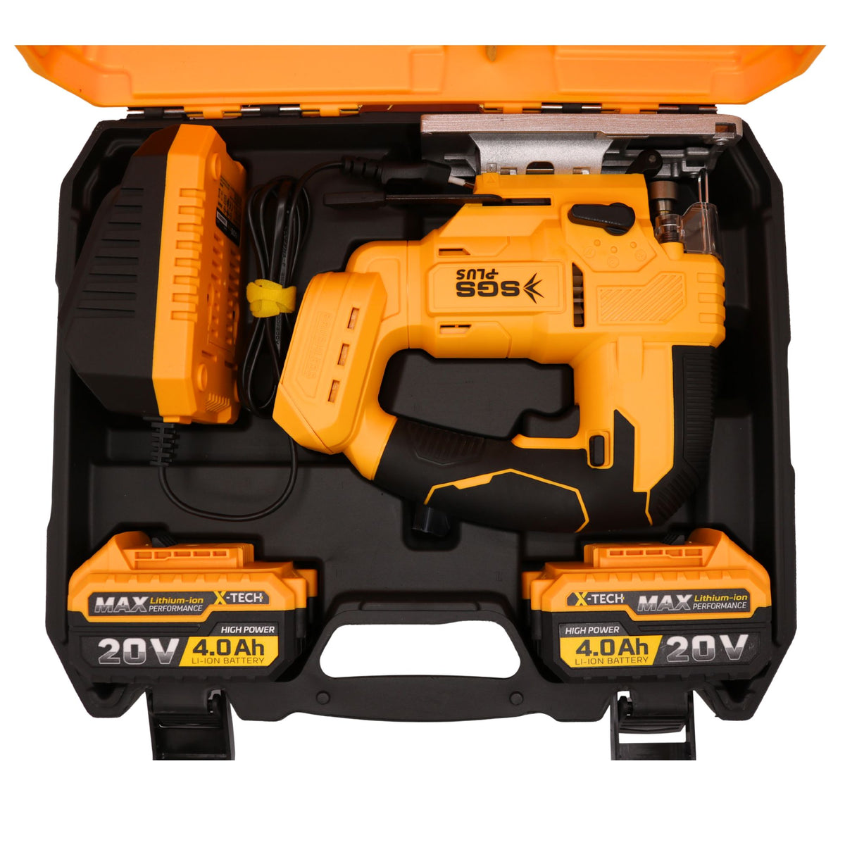 Fierăstrău pendular cu acumulator SGS PLUS 20V, motor brushless, set complet, 2 baterii 4.0Ah, valiză – SGS5545
