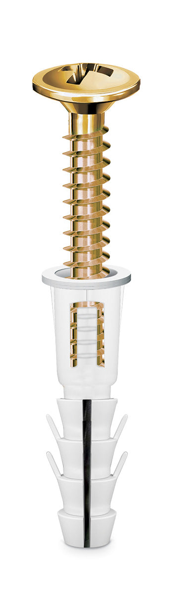 Dibluri plastic cu șurub, cap înecat, 8 mm, set 100 bucăți