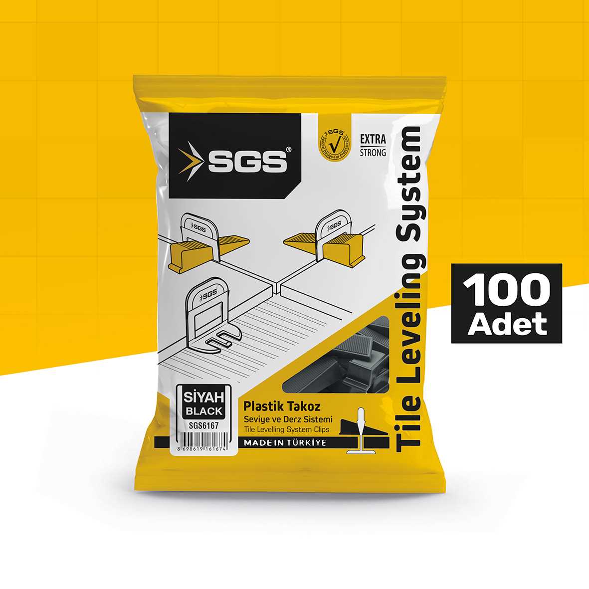 Distanțier autonivelare gresie și faianță tip pană – negru 20 mm SGS – 100 buc