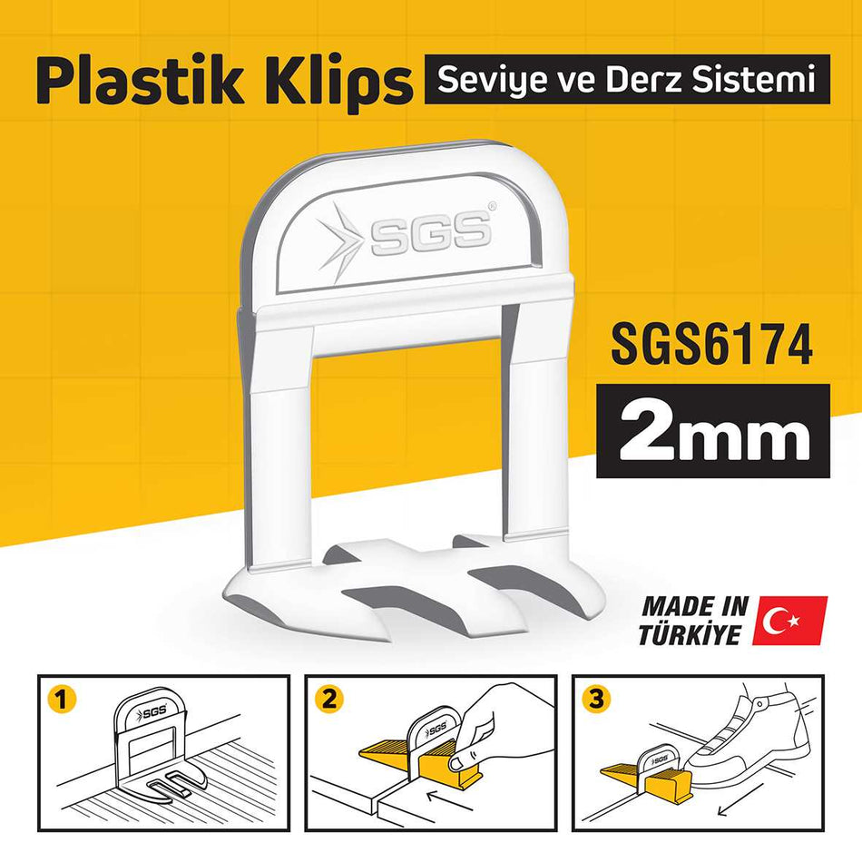 Distanțier autonivelare gresie și faianță 2 mm – clips plastic nivelare plăci ceramice SGS – 100 buc