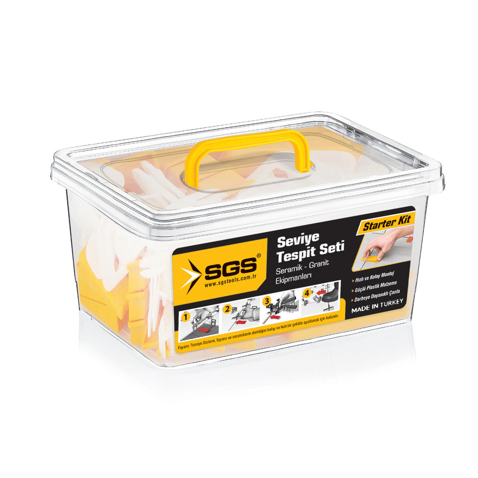 Kit distanțiere nivelare gresie și faianță SGS6311 – 1 mm (50 pene + 150 cleme), pentru plăci ceramice și granit
