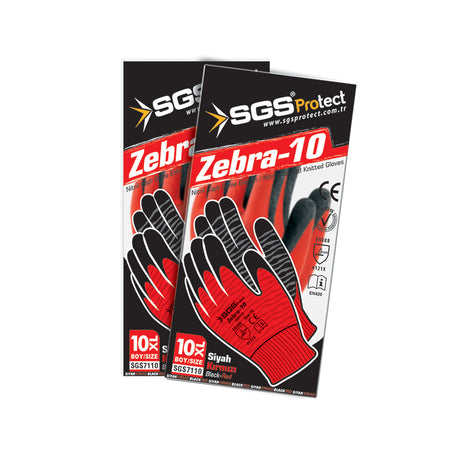Mănuși de protecție ZEBRA-10, roșii, nitril, mărimea 10 (XL)