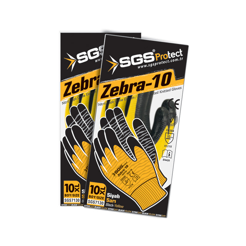Mănuși de protecție ZEBRA-10, galbene, nitril, mărimea 10 (XL)