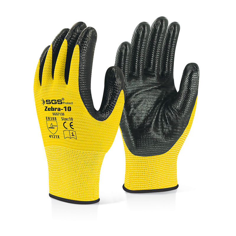 Mănuși de protecție ZEBRA-10, galbene, nitril, mărimea 10 (XL)