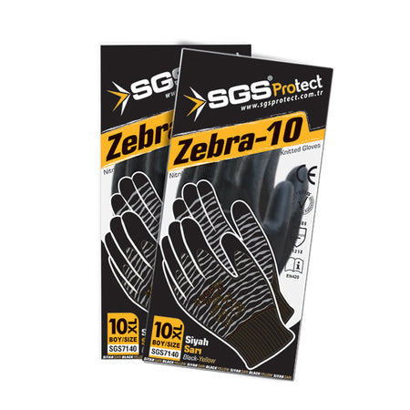 Mănuși de protecție ZEBRA-10, negre, nitril, mărimea 10 (XL)