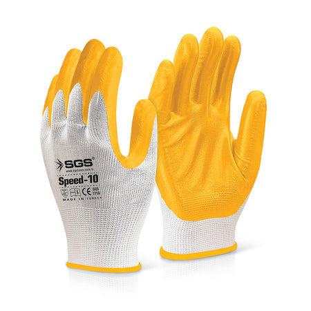 Mănuși de protecție SPEED-10, galbene, nitril, mărimea 10 (XL)