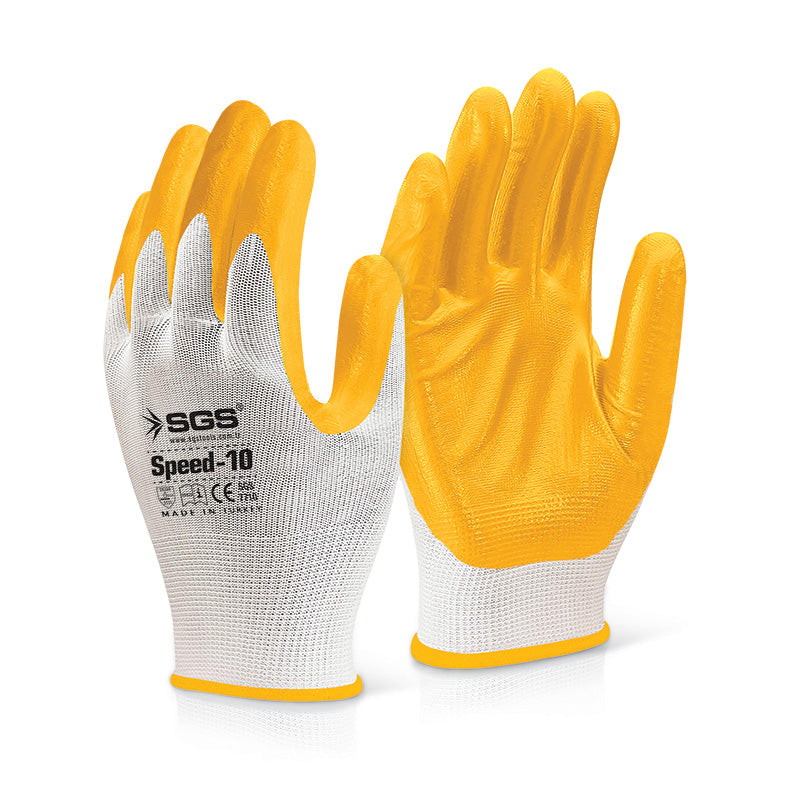 Mănuși de protecție SPEED-10, galbene, nitril, mărimea 10 (XL)