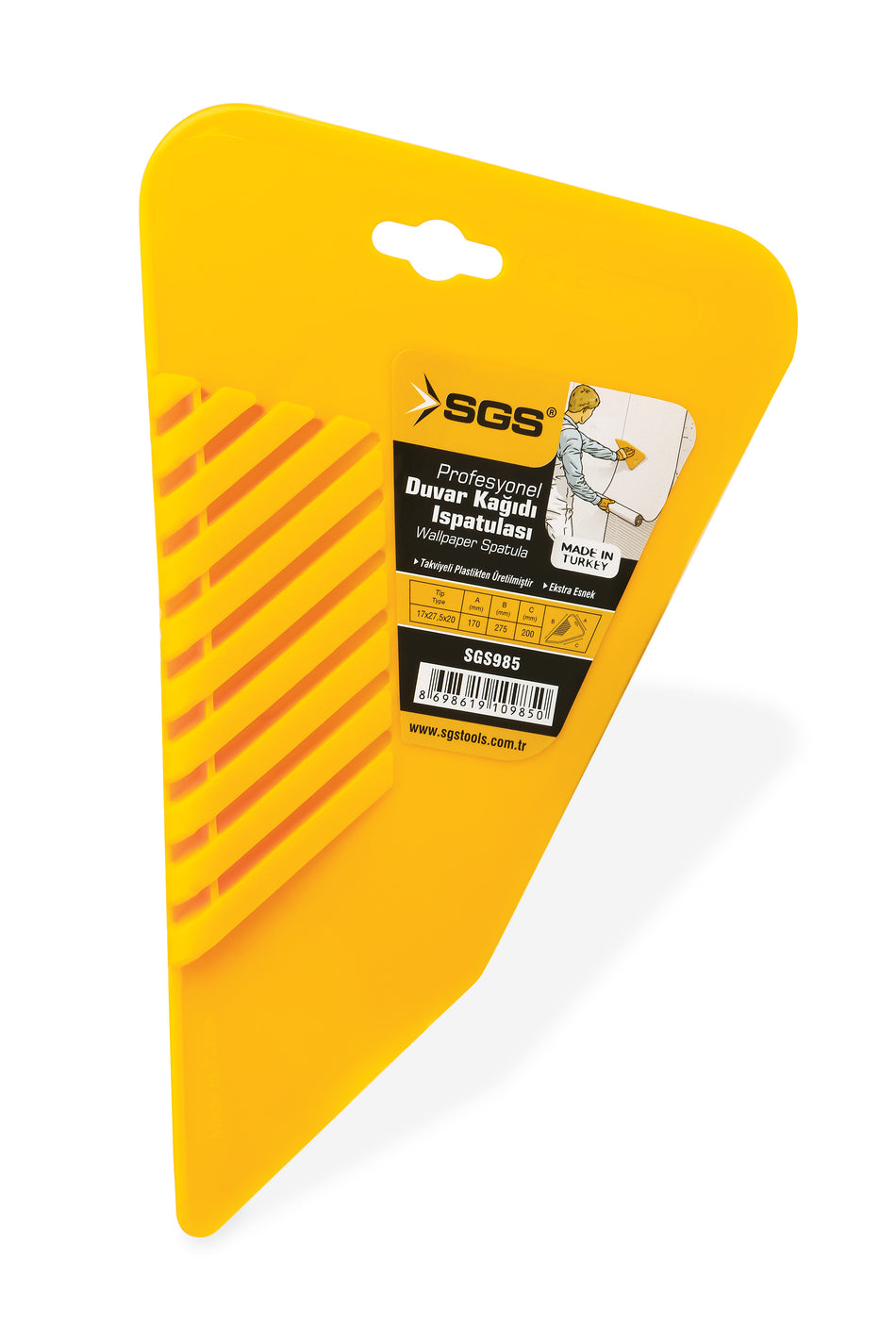 Spatulă pentru aplicare tapet din plastic flexibil, 17 x 27,5 x 20 cm, SGS985