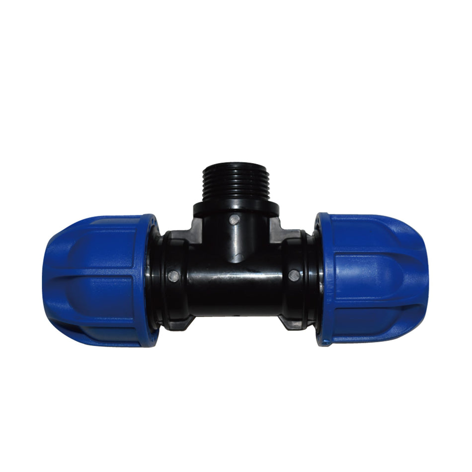 Teu compresiune PEHD cu filet exterior, D 20 mm x 1/2", PN16