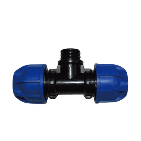 Teu compresiune PEHD cu filet exterior, D 40 mm x 1¼", PN16