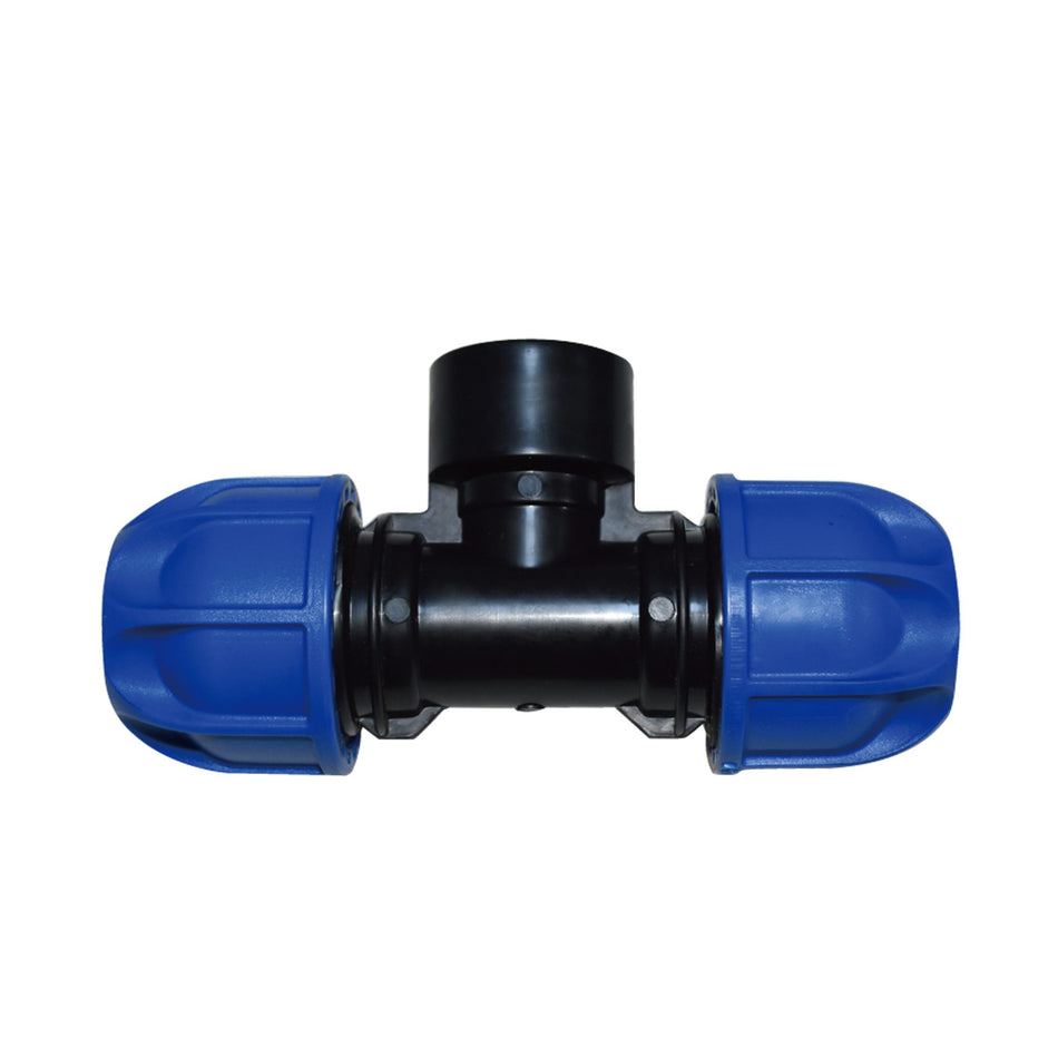 Teu compresiune PEHD cu filet interior, D 32 mm x 1", PN16
