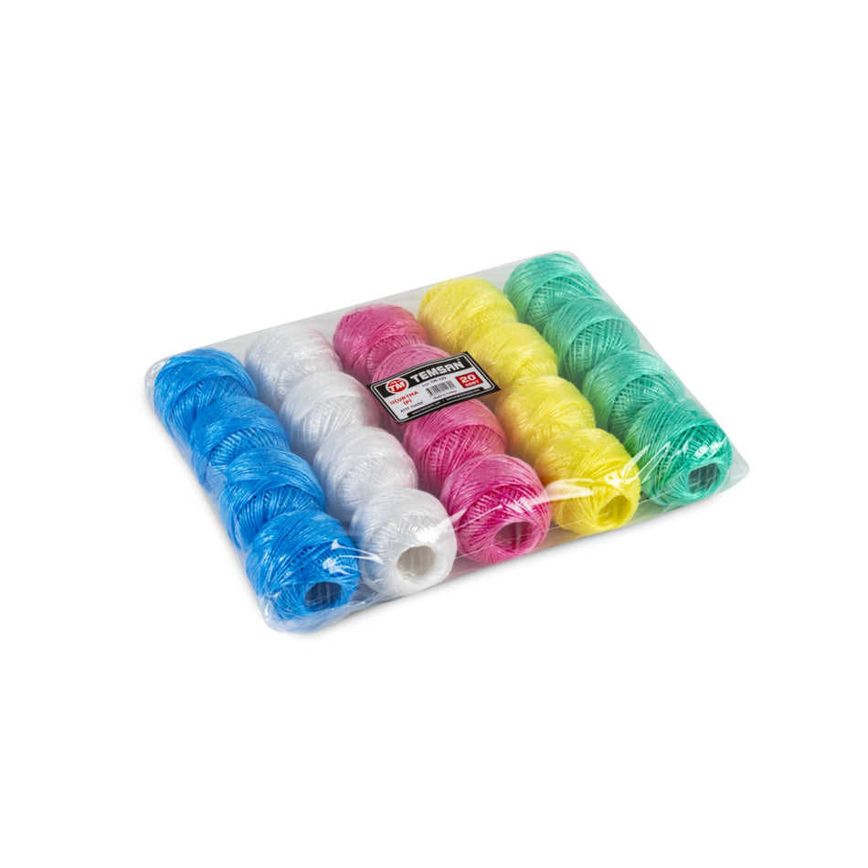 Ață rafie colorată, set 20 bucăți/pungă, TEMSAN, TM130