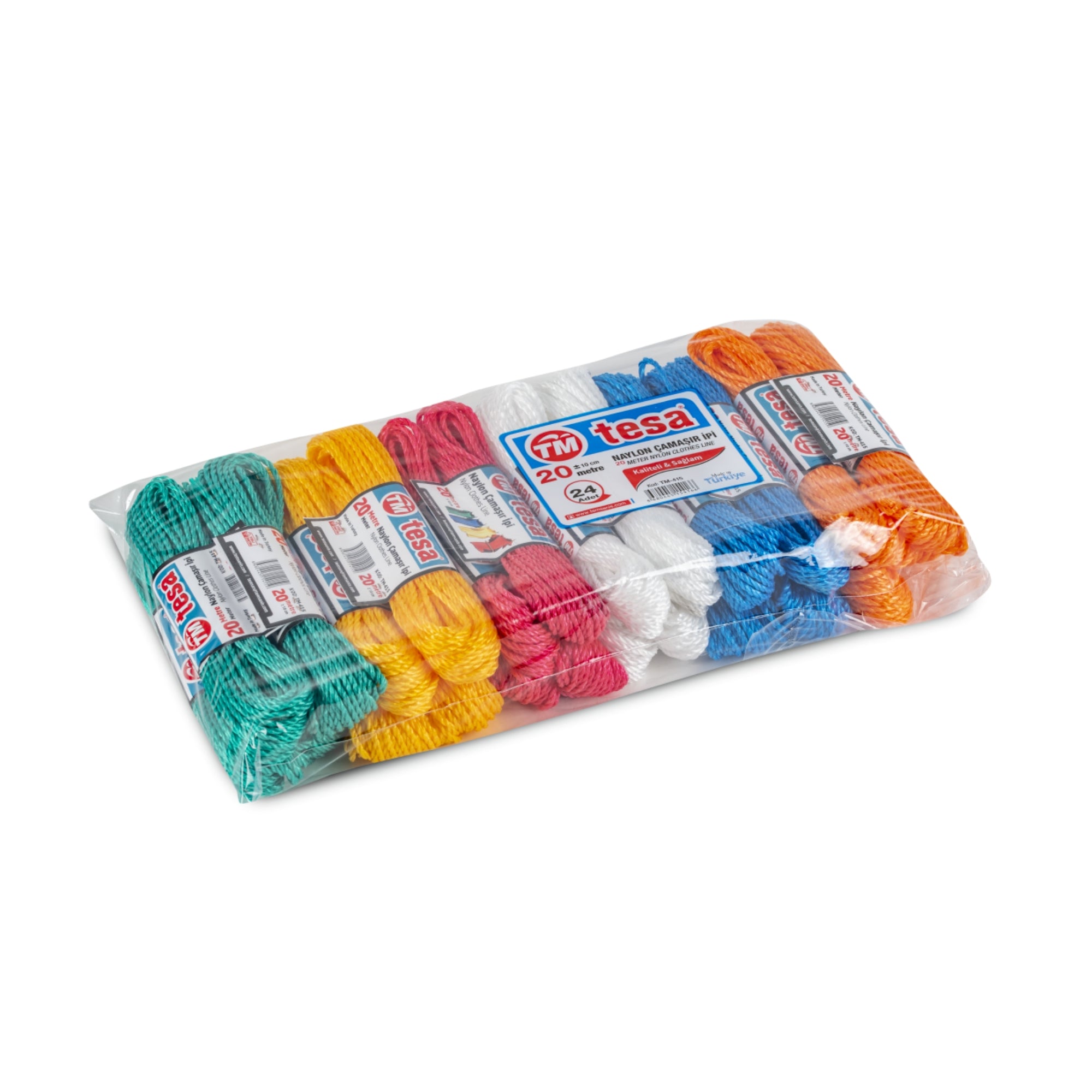 Sfoară rufe nylon 20 m, set 24 bucăți, TESA, TM415