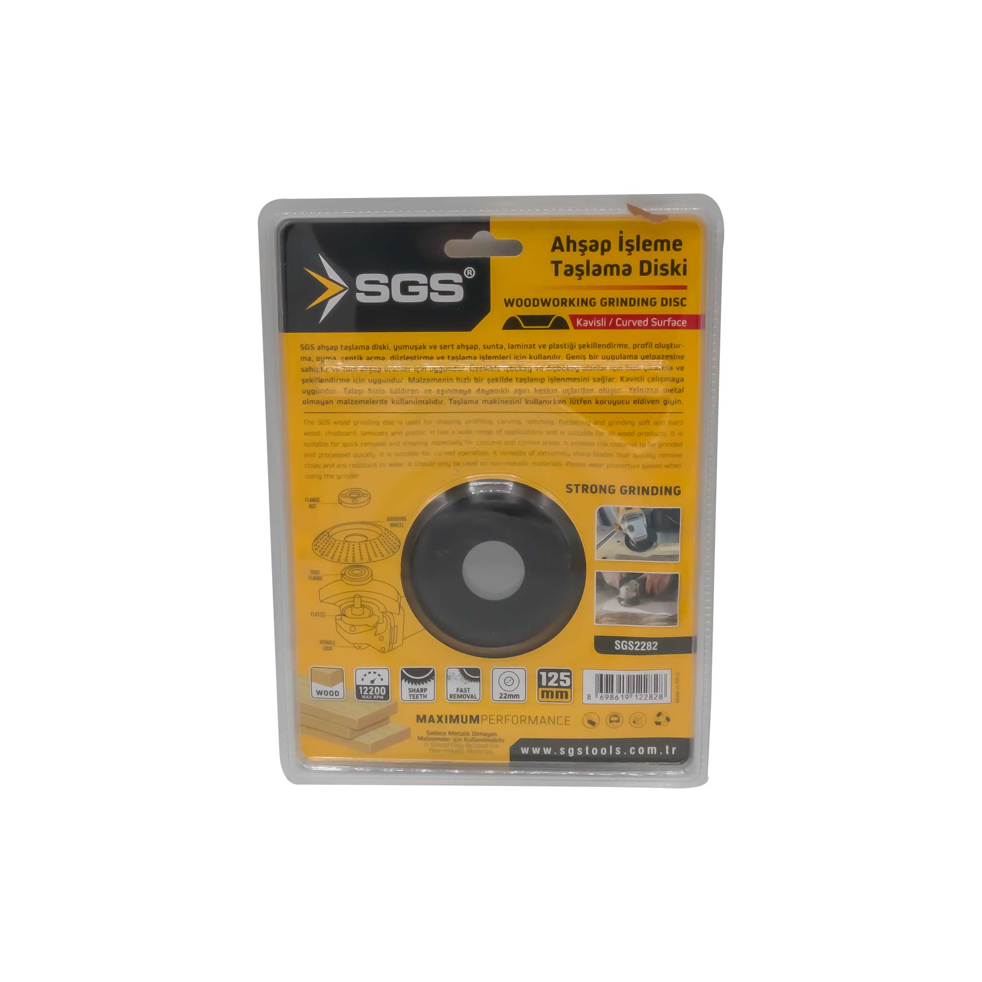 Disc curbat de șlefuire și sculptare lemn SGS, 125 x 22.22mm, 12200 rpm