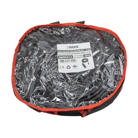 Prelungitor cauciuc 3 prize SGS, 3 x 2,5 mm, 20 m, 250 V, IP44