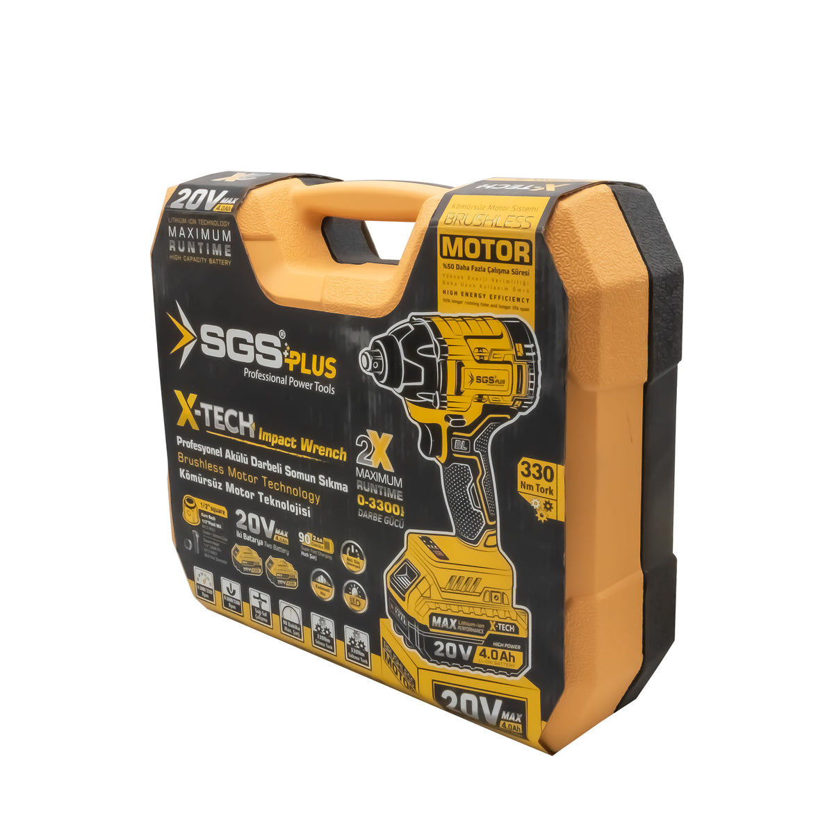 Mașină de înșurubat cu impact, 20V, 330 Nm, Brushless, cu 2 acumulatori – SGS5501