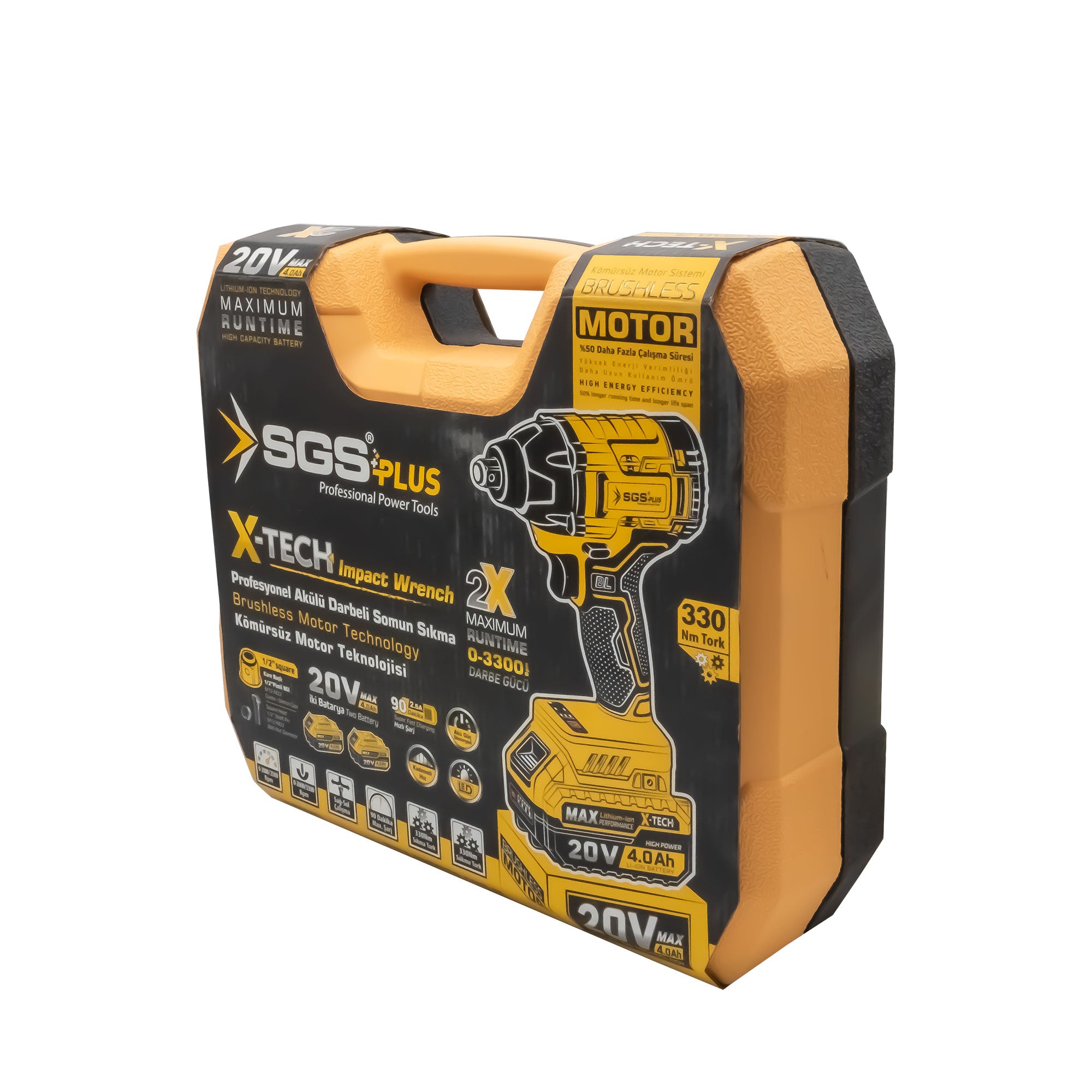 Mașină de înșurubat cu impact, 20V, 330 Nm, Brushless, cu 2 acumulatori – SGS5501