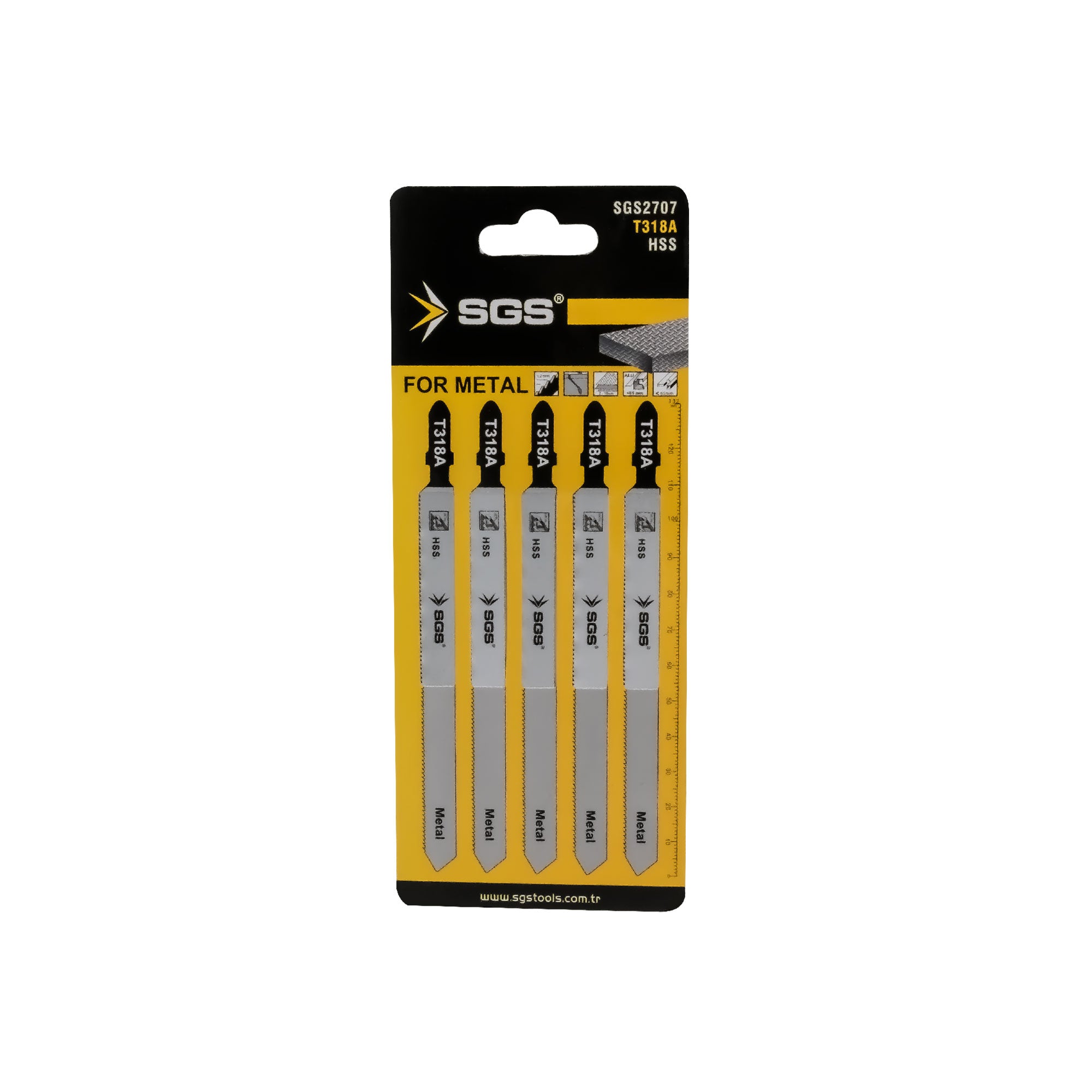 Set 5 pânze decupaj T318A pentru metal 132 x 9.5 mm, HSS, pas dinți 1,2 mm