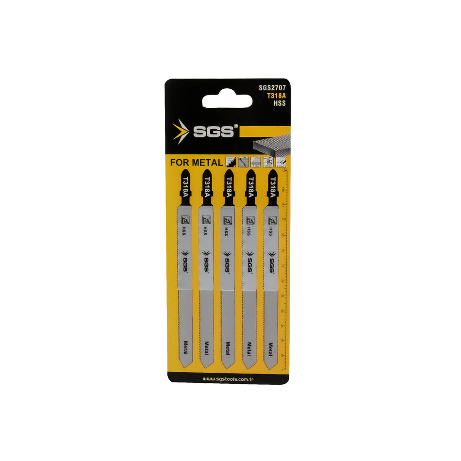 Set 5 pânze decupaj T318A pentru metal 132 x 9.5 mm, HSS, pas dinți 1,2 mm