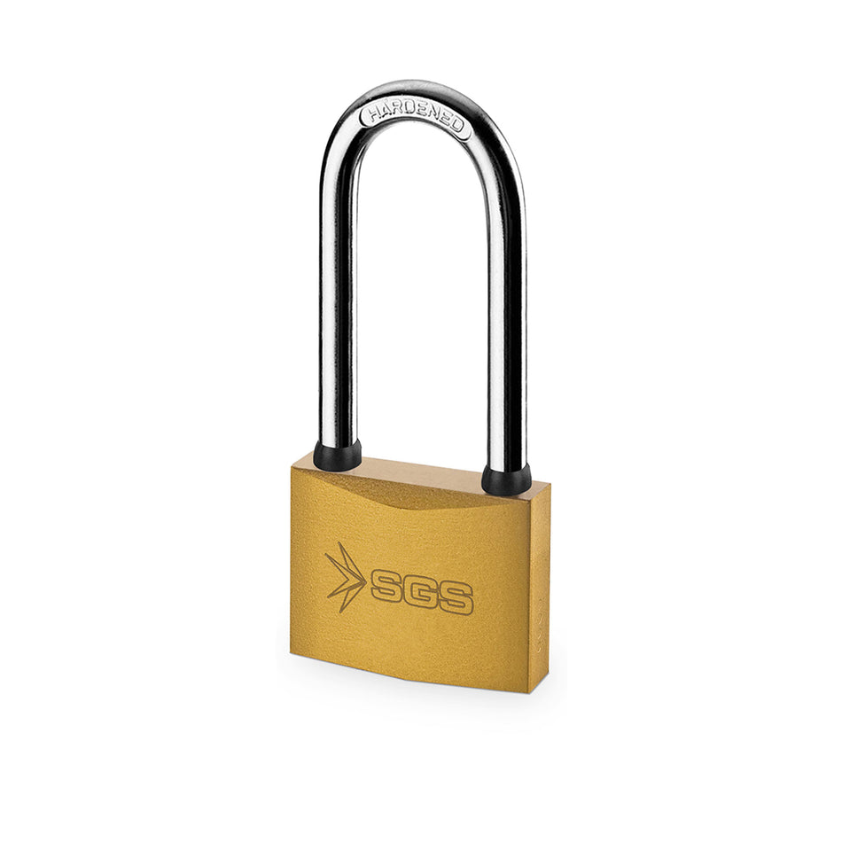 Lacăt galben 63 mm cu ancoră lungă, 3 chei incluse, rezistent la coroziune – SGS1353