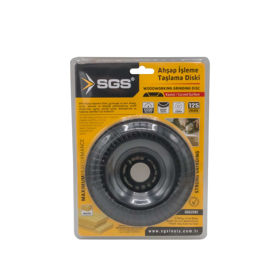 Disc curbat de șlefuire și sculptare lemn SGS, 125 x 22.22mm, 12200 rpm