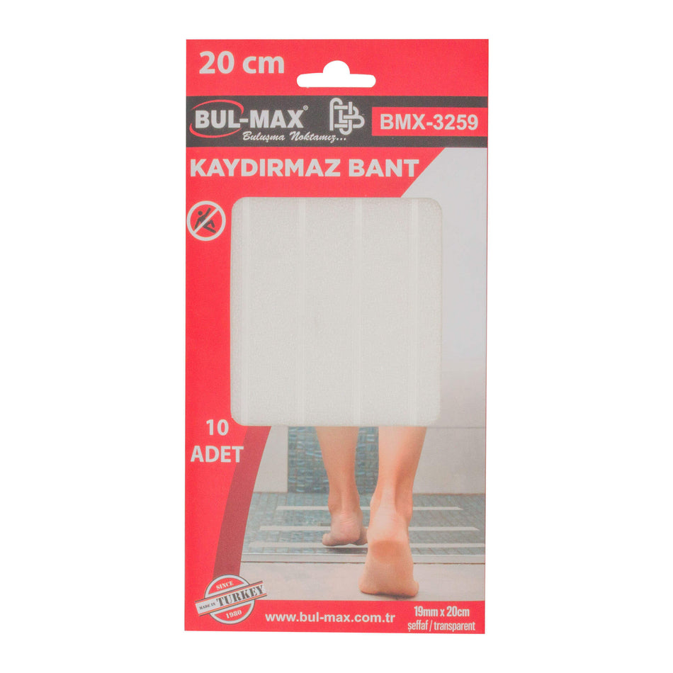 Bandă antiderapantă transparentă 19 mm x 20 cm (10 buc/set) BULMAX – BMX3259