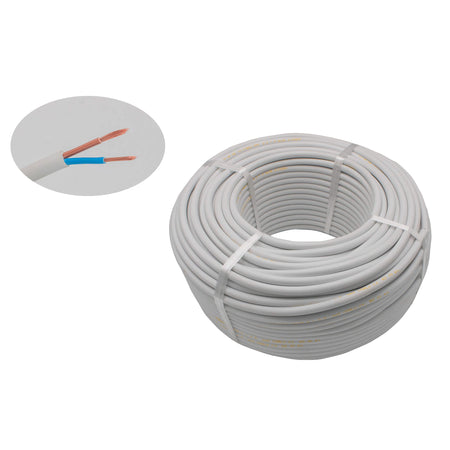 Cablu electric 2 x 2,5 mm², H05VV-F (MYYM), 100 m, alb