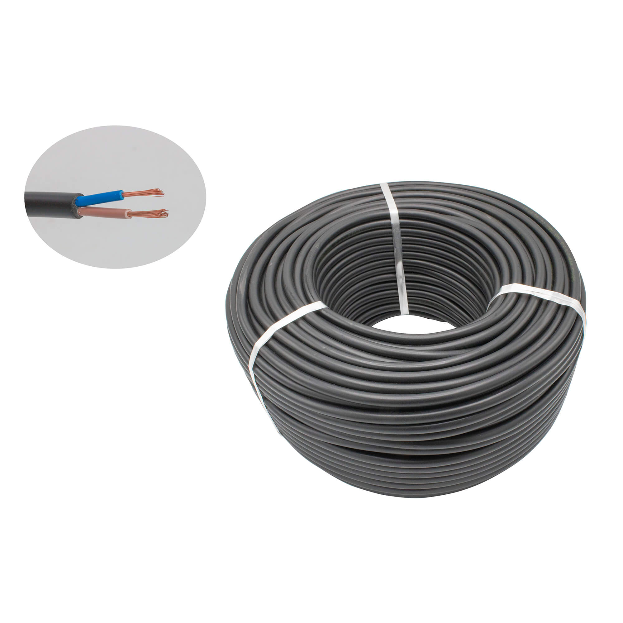 Cablu electric 2 x 2,5 mm², H05VV-F (MYYM), 100 m, negru