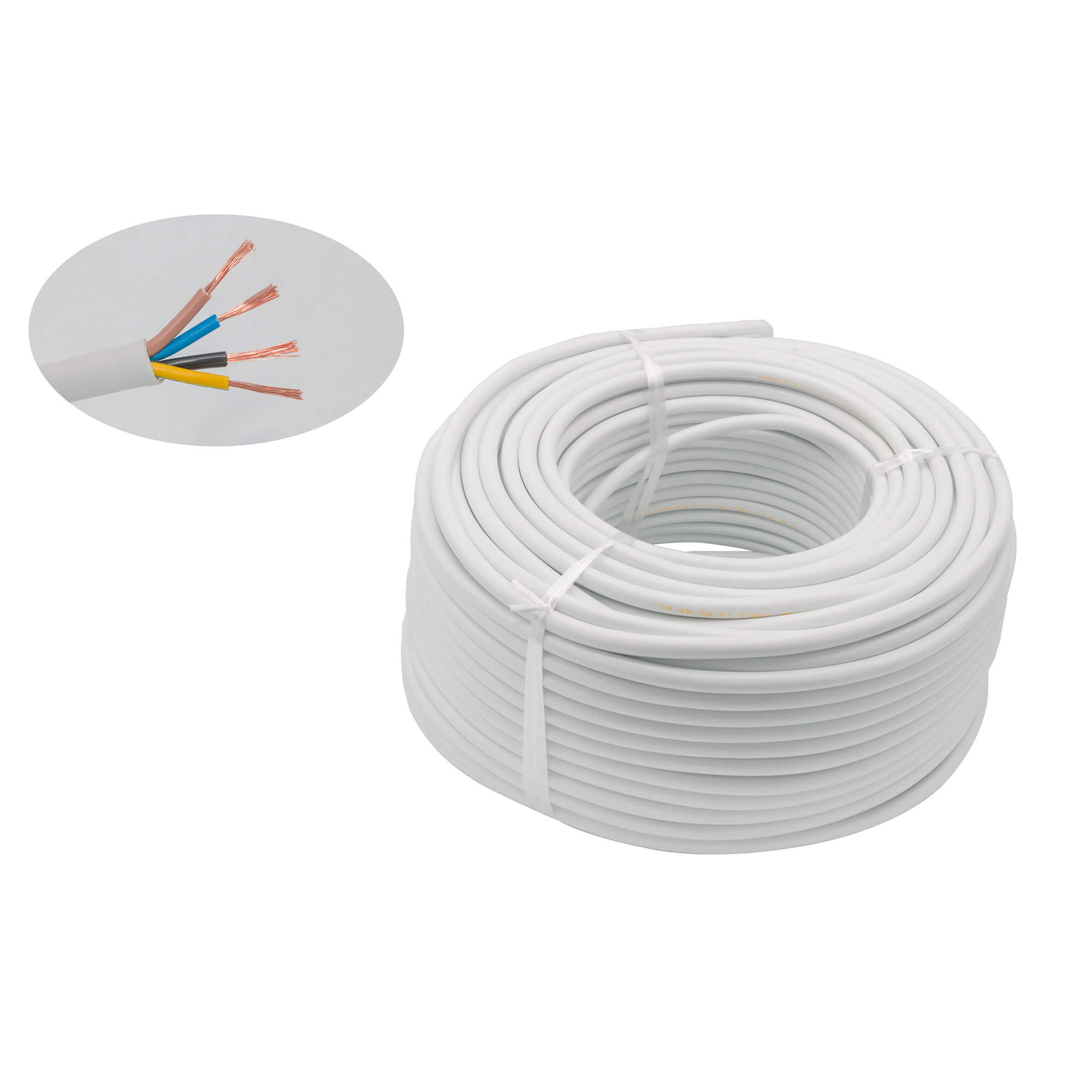 Cablu electric 4 x 1,5 mm², H05VV-F (MYYM), 100 m, alb