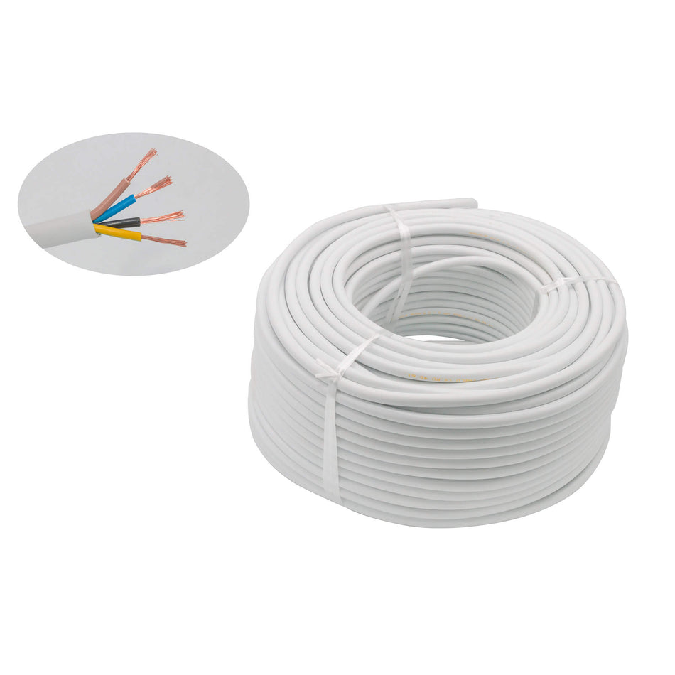 Cablu electric 4 x 1,5 mm², H05VV-F (MYYM), 100 m, alb