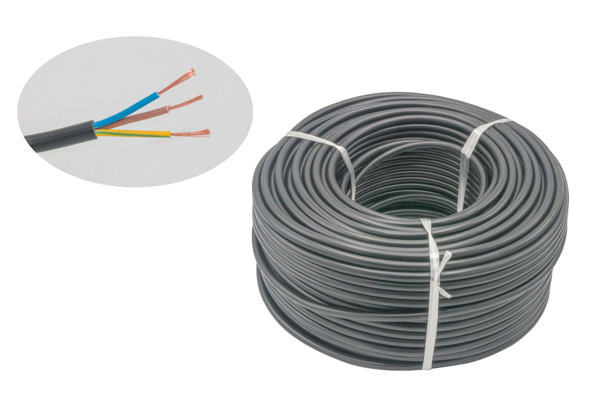 Cablu electric 3 x 1,5 mm², H05VV-F (MYYM), 100 m, negru