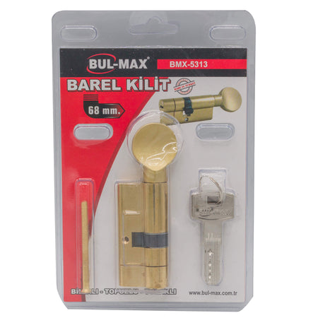 Butuc cilindru pentru ușă cu buton 68 mm, 3 chei, Bulmax