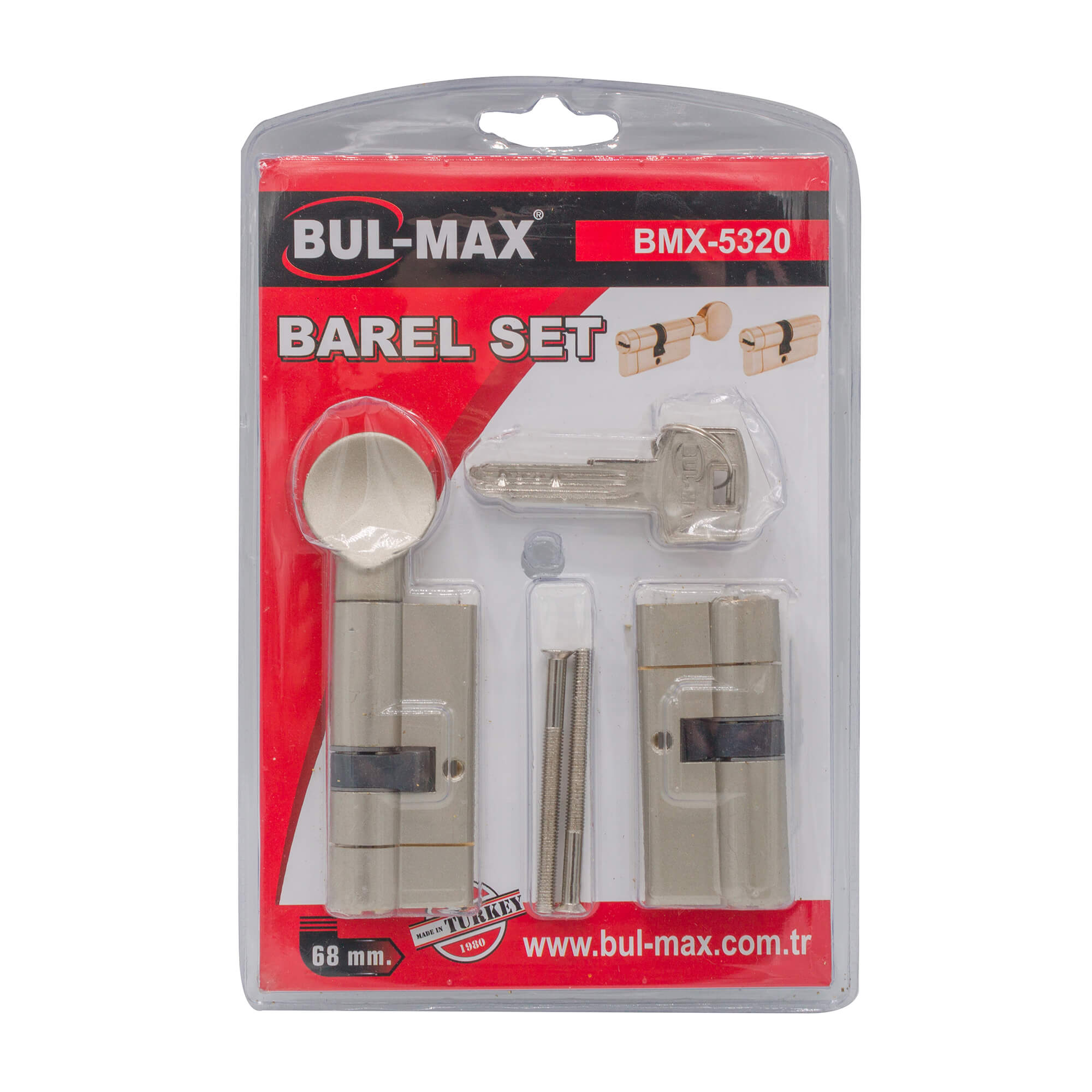 Set cilindru yală cu buton 68 mm, 3 chei amprentă, Bulmax
