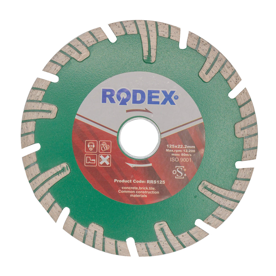 Disc diamantat pentru beton turbo 125 x 22,2 mm, RRS125, Rodex