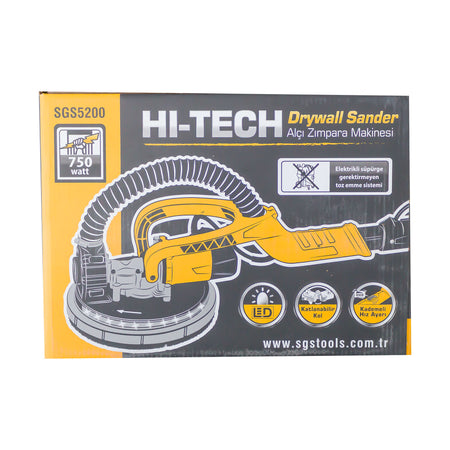 Mașină de Șlefuit Glet SGS PLUS SGS5200, 750W, Disc 225mm, 1000–1850 RPM, Sistem Aspirare Praf, Set 6 Discuri Inclus