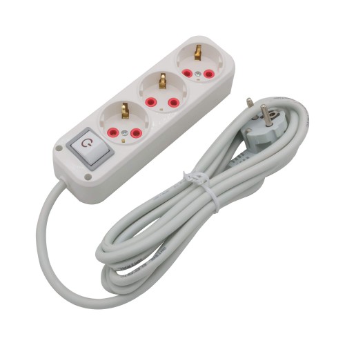 Prelungitor 3 prize cu întrerupător led 5 m MSA Group, 16A, 250A, MSA2069