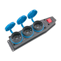 Cap prelungitor negru, 3 priza cu buton  TENPO 29/3A