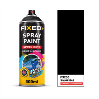 Vopsea spray FIXED, 400 ml, negru mat, rezistentă la temperaturi înalte, pentru interior și exterior, rezistentă UV