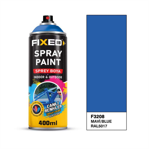 Vopsea spray FIXED, 400 ml, albastru, RAL 5017, pentru interior și exterior, rezistentă UV