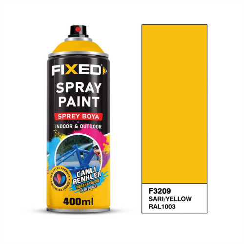 Vopsea spray FIXED, 400 ml, galben, RAL 1003, pentru interior și exterior, rezistentă UV
