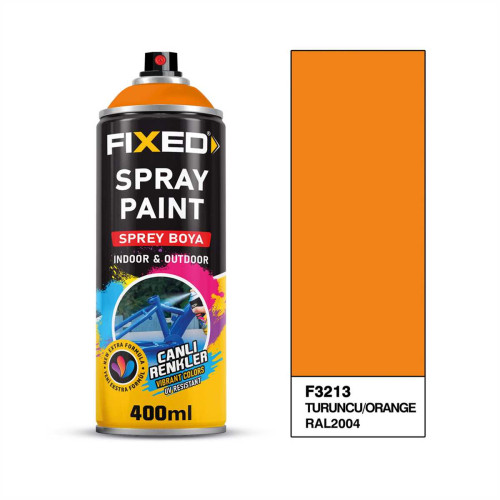 Vopsea spray FIXED, 400 ml, portocaliu, RAL 2004, pentru interior și exterior, rezistentă UV