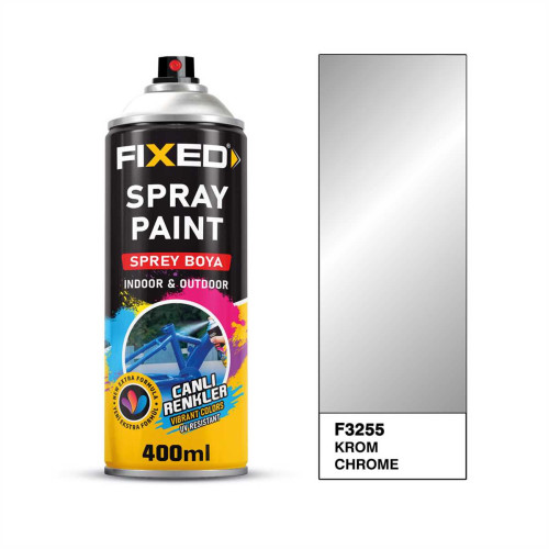 Vopsea spray FIXED, 400 ml, crom lucios, pentru interior și exterior, rezistentă UV