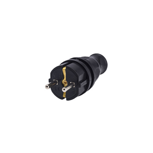 Ștecher cauciuc drept monofazat 16A 230V IP44 negru BYLION – KEF-F
