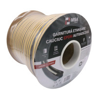 Garnitură etanșare cauciuc EPDM autodezivă, profil D (9 x 6 mm), maro, 100 m