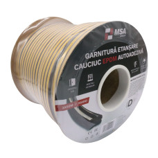 Garnitură etanșare cauciuc EPDM autodezivă, profil D (9 x 6 mm), maro, 100 m