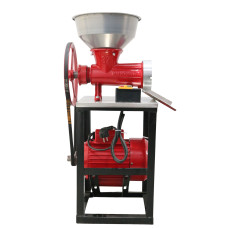 Mașină de tocat carne nr. 32 din fontă cu motor monofazic 2,5 kW, 220V, cadru negru + cuvă aluminiu