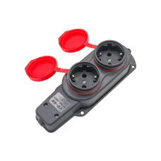 Cap prelungitor cu 2 prize, negru, cu capace protecție, 250V – MSA1550